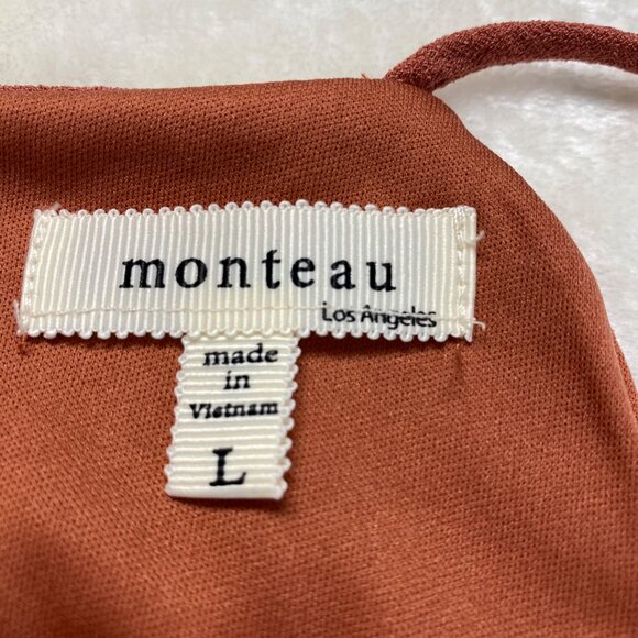 Monteau Los Angeles L Womens‎ Scalloped Rust Sleeveless Top Elegant - Picture 7 of 10